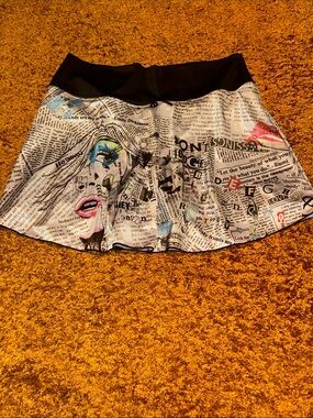Disney Graphic Newsprint Skater Skirt - Black and Cream